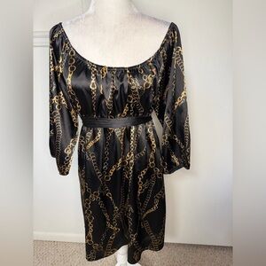 Guess Elegant Black Dress with Gold Chain Design size L